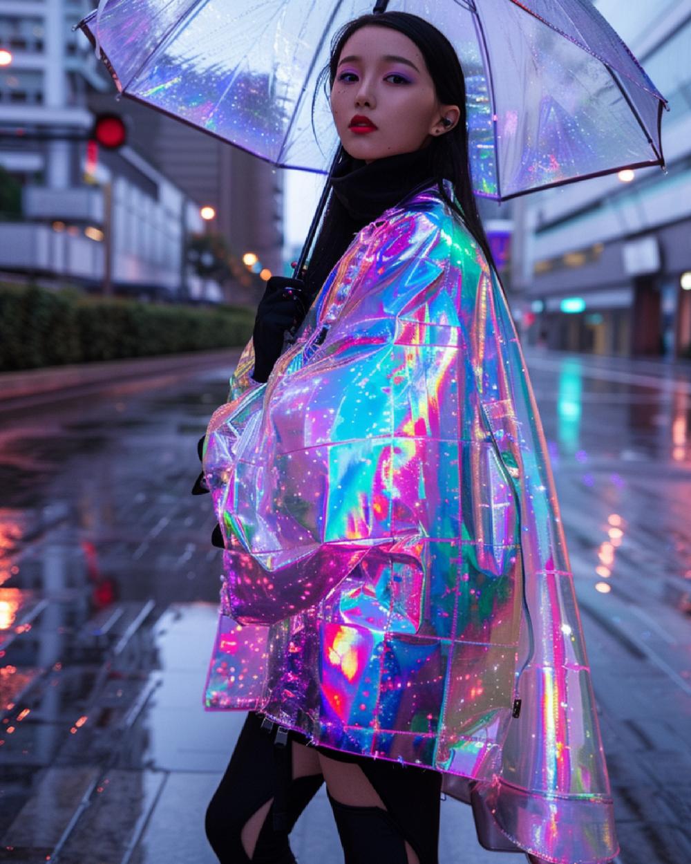 kakame look009 rainbow colored vinyl poncho