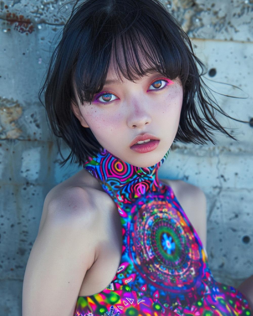 kakame look015 psychedelic halterneck tops