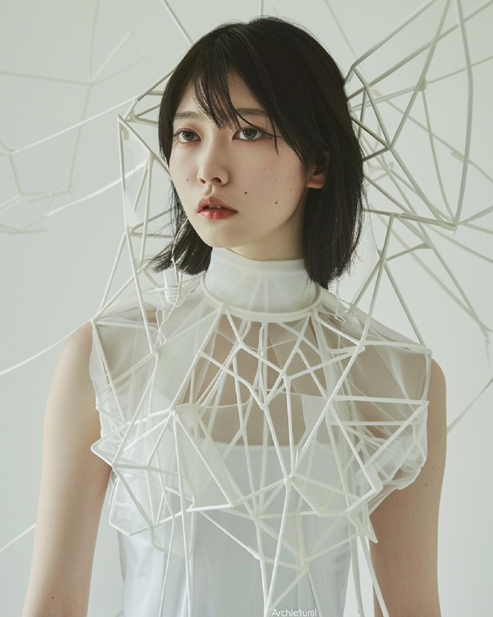kakame look018 white geometric dress