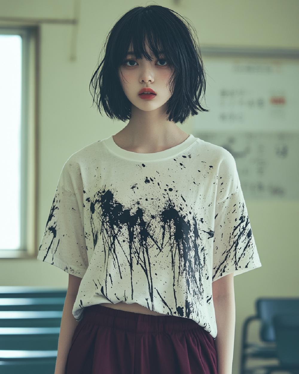 kakame look025 white tshirt cute girl web