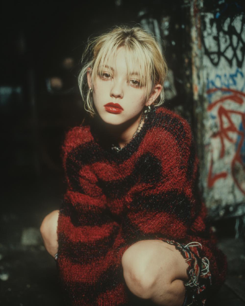 kakame look028 kurt cobain mohair knit garage punk beauty japanese fashion